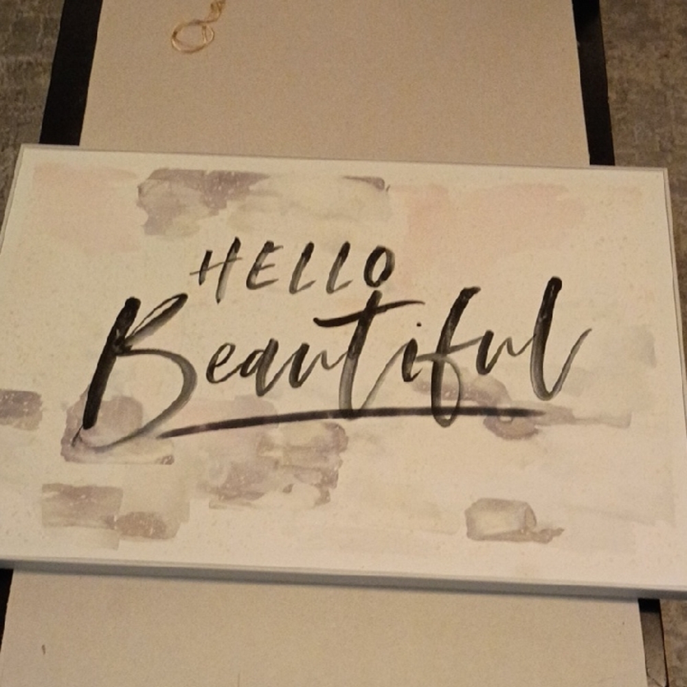 Elegant 'Hello Beautiful' Wall Art - Black and Cream